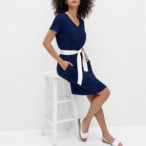 2/$30 Banana Republic V-Neck T-Shirt Dress Elastic Waist Navy XS #A1687